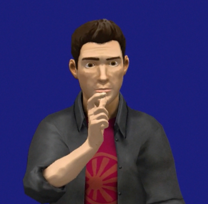Image showing a sign-language avatar delivering an ASL sentence.